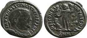 LICINIUS I (308-324). Follis. Heraclea.
Obv: IMP C VAL LICIN LICINIVS P F AVG.
Radiate, draped and cuirassed bust right.
Rev: IOVI CONSERVATORI / X / ...
