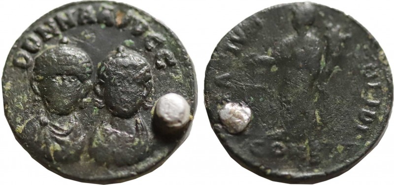 HONORIUS, with THEODOSIUS II (408-423). Ae Exagium Solidi Weight.
Obv: DD NN AA...
