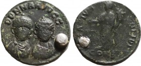HONORIUS, with THEODOSIUS II (408-423). Ae Exagium Solidi Weight.
Obv: DD NN AA VG.
Diademed and draped facing busts of Honorius and Theodosius; cro...