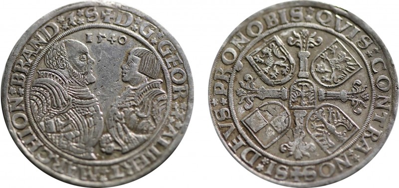 GERMANY.Georg the Pious and Albrecht Alcibiades 1536-1545, Schwabach. Guldengros...