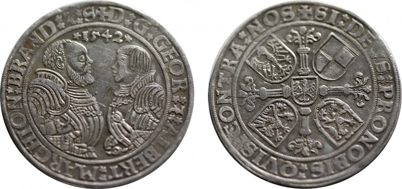 GERMANY. Georg the Pious and Albrecht Alcibiades 1536-1545, Schwabach. Guldengro...