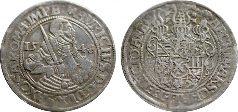 GERMANY.Saxony. Moritz, 1541 - 1553. Taler 1548, Annaberg. MAVRICIVS: D: G: DVX:...