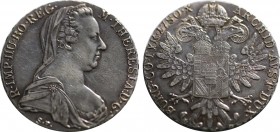 HOLY ROMAN EMPIRE. Maria Theresia (1740-1780). Reichstaler (1780-SF). Günzburg.
Obv: M THERESIA D G R IMP HU BO REG.
Diademed, veiled and draped bust ...