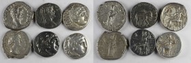 6 Roman Greek Silver Coin Lots.