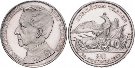 Deutsche Medaillen. 
Personenmedaillen. 
Moltke, Helmuth Graf von (1800-1891). Silbermed. 1890, sog. Jubiläumstaler, unsign. (v. Oertel), 90. Geburt...