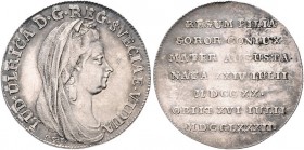 Deutsche Medaillen. 
Brandenburg-Preußen. 
Luise Ulrike von Preußen, Königin von Schweden. Silbermed. 1782, von Carl Gustav Fehrman, auf ihren Tod, ...