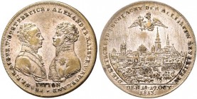 Deutsche Medaillen. 
Brandenburg-Preußen. 
Friedrich Wilhelm III. 1797-1840. Versilb. Messing-Jeton 1813, von J. T. Stettner, 33,4 mm, 15,7 g, auf d...
