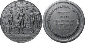 Deutsche Medaillen. 
Brandenburg-Preußen. 
Friedrich Wilhelm III. 1797-1840. Eisengussmed. 1815 auf die Kriegsjahre 1813-15, von Jacob (Guss v. Köni...