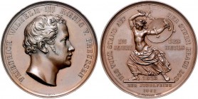 Deutsche Medaillen. 
Brandenburg-Preußen. 
Wilhelm I. 1861-1888. Bronzemed. 1863, 50-Jahrfeier der Befreiungskriege, von K. Fischer, Kopf König Fr. ...