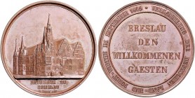 Deutsche Medaillen. 
Breslau. 
Bronzemed. 1845, v. C. Pfeuffer bei G. Loos, Versammlung der deutschen Land- und Forstwirte, Breslauer Rathaus/vierze...