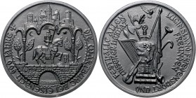 Deutsche Medaillen. 
Eisenach. 
Bronzegussmed. u. (motivgleiche) Eisenkunstgussmed. 1967, v. Wolfgang Rahaus (Guss b. Lauchhammer), 900 Jahre Wartbu...