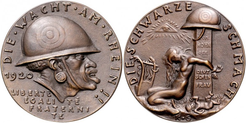 Medaillen von Karl Goetz. 
Bronzegussmed. 1920, Die Wacht am Rhein (Die schwarz...