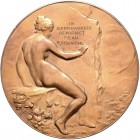 Jugendstil (Art nouveau)-Medaillen. 
Deutschland. Einseit., vergold. Bronzemed. o.J. (1901), v. Rudolf Mayer, Geschenkmedaille (Vs. d. Med. auf Hochz...