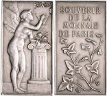 Jugendstil (Art nouveau)-Medaillen. 
Frankreich. Versilb. Bronzeplakette o.J. (1897), v. Louis-Eug\'e8ne Mouchon (1843-1914), "Souvenir de la Monnaie...