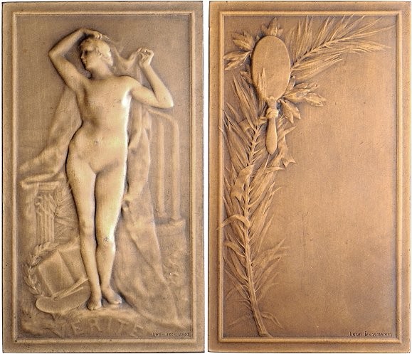 Jugendstil (Art nouveau)-Medaillen. 
Frankreich. Bronzeplakette o.J. (1897), v....