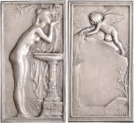 Jugendstil (Art nouveau)-Medaillen. 
Frankreich. Silberplakette o.J. (1900), v. Daniel J.-B. Dupuis (1849-1899), "Die Quelle oder Chlo\'e9 am Brunnen...