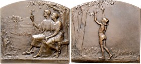 Jugendstil (Art nouveau)-Medaillen. 
Frankreich. Bronzeplakette o.J. (nach 1900), v. Ren\'e9 Baudichon (1878-1963), "Immutabilis Amor" ("Unveränderli...
