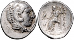 Münzen der griechischen Welt. 
Makedonia. 
Alexander III. der Große, 336-323 vdZ. Tetradrachme, 17,09 g, Pella, postume Prägung unter Kassander, ca....