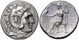 Münzen der griechischen Welt. 
Makedonia. 
Alexander III. der Große, 336-323 vdZ. Tetradrachme, 17,03 g, Herakleskopf re./Zeus n. li. thronend, davo...