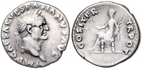 Römische Münzen. 
Kaiserzeit. 
Vespasian 69-79. Denar, 2,96 g, belorb. Kopf re./Aequitas n. li. sitzend. Kamp.&nbsp;20.33.1. wie Los vor, aber von a...