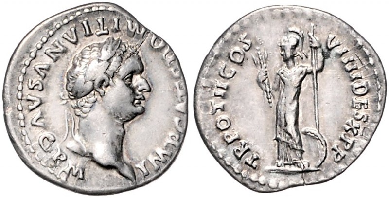 Römische Münzen. 
Kaiserzeit. 
Domitian 69-96. Denar, 3,29 g, belorb. Bü. re./...