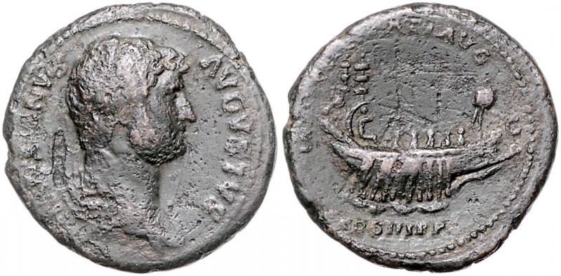 Römische Münzen. 
Kaiserzeit. 
Hadrian 117-138. As, Rom, 11,03 g, barhäuptige,...