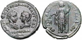 Römische Münzen. 
Kolonien und Provinzen. 
Thrakia/Pautalia, Gordian III. u. Tranquillina, 238-244. AE 28, 13,15 g, die Büsten des Kaiserpaares zuei...