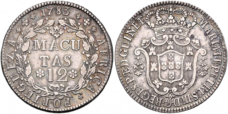 Angola. 
Maria I. und Pedro III. 1777-1786. 12 Macutas 1783, Lissabon, Silber. ...