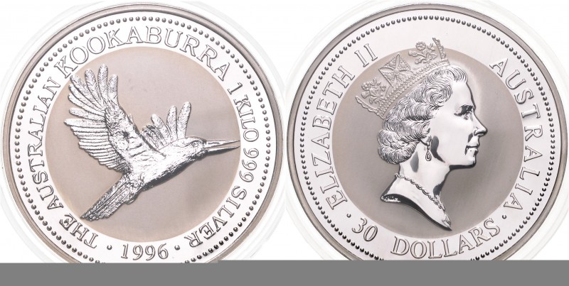 Australien. 
Elisabeth II. seit 1952. 30 Dollars 1996, Silber, 1 Kilo 999 fein,...