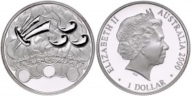 Australien. 
Elisabeth II. seit 1952. 1 u. 5 Dollars 2000, Paralympische Spiele 2000 in Sydney, Motive: Emblem der Spiele u. Basketballspielerin im R...