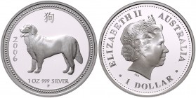 Australien. 
Elisabeth II. seit 1952. 1 Dollar 2006 P, Silber, 1 Oz 999 fein, Lunar-Serie, Jahr des Hundes\b0. Schön&nbsp;955, KM&nbsp;1882. in Kapse...