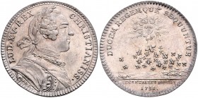 Frankreich-Jetons. 
Ludwig XV. (1715-171774). Silberjeton 1731, von Du Vivier (sign. "I.D.V."), Secretaires du Roi, belorb. Brb. des Königs re. im Ha...
