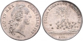 Frankreich-Jetons. 
Ludwig XV. (1715-171774). Silberjeton 1731, von F. Marteau, Secretaires du Roi, Brb. des Königs re. mit Haarband/Sonne über Biene...
