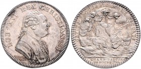 Frankreich-Jetons. 
Ludwig XVI. (1774-1793). Silberjeton 1785, von P. Lorthior (Vs.), auf die Versicherungskasse von Rouen, Brb. des Königs re. mit O...