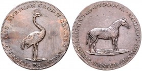Großbritannien-Token. 
Middlesex. Halfpenny o.J. (um 1800), Kupfer, 30 mm, Pidcock's Exhibition, Kranich/Zebra. D.&&nbsp;H.&nbsp;451. . 

winz. Kra...