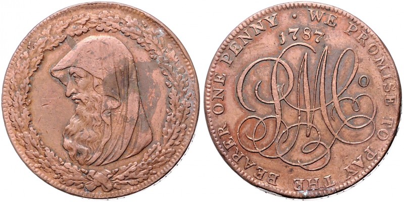 Großbritannien-Token. 
Wales. Anglesey, Conder Penny Token 1787, Kupfer, 33,7 m...