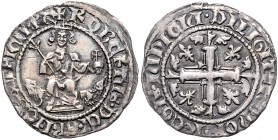 Italien-Neapel. 
Robert I. von Anjou 1309-1343. Gigliato, 3,74 g, thronender König mit Zepter u. Reichsapfel/Zierkreuz mit Lilien in den Winkeln, Bia...