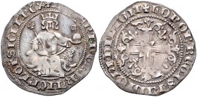 Italien-Neapel. 
Robert I. von Anjou 1309-1343. Gigliato, 3,92 g, thronender König mit Zepter u. Reichsapfel/Zierkreuz mit Lilien in den Winkeln, Bia...