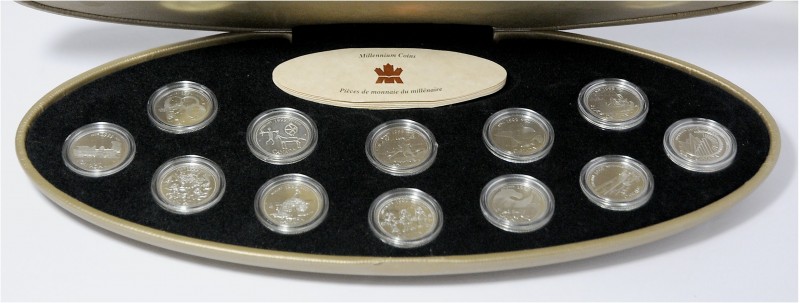 Kanada. 
Offiz. Münzset 1999, Millenium Coins, bestehend aus 12x 25 Cents in Si...