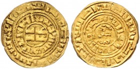 Kreuzfahrerstaaten. 
Königreich Jerusalem. 
ca. 1187-1260. Bezant o.J., GOLD, 3,72 g, geprägt nach dem Vorbild eines Dinars des Fatimiden-Kalifen Al...