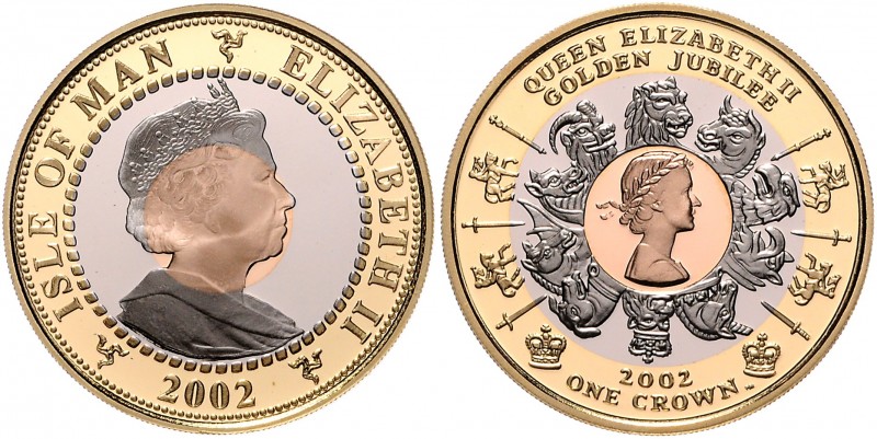 Man. 
1 Crown 2002, GOLD (35,0 g 750 fein), Goldenes Thronjubiläum Elisabeths I...