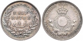 Mombasa. 
British East Africa Company. 1/2 Rupie 1890 H, Silber. KM&nbsp;4. . 

vz