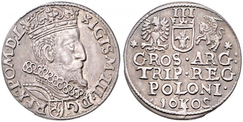 Polen. 
Sigismund III. Wasa 1587-1632. III Gröscher 1602, Krakau, Rs. mit 16KOS...