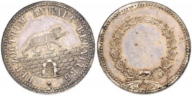 Anhalt/-Bernburg. 
Alexander Carl 1834-1863. Probe - 1/6 Taler o.J. (Mitte 19. Jhd.), Silber, 23,0 mm, 4,77 g, gekr. Bär auf Mauer n. re./ohne Legend...
