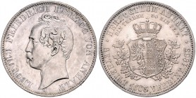 Anhalt/-Dessau. 
Leopold Friedrich 1817-1871. Vereinigungstaler 1863 A. Jaeger&nbsp;77, AKS&nbsp;35, Kahnt&nbsp;11. . 

winz. Kratzer, ss-vz