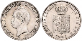 Anhalt/-Dessau. 
Leopold Friedrich 1817-1871. 1/6 Taler 1865 A. Jaeger&nbsp;78, AKS&nbsp;31. . 

f. vz