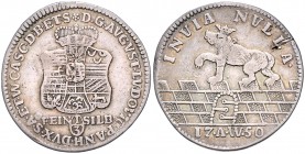 Anhalt/-Köthen. 
August Ludwig 1728-1755. 1/3 Taler 1750 AW. Mann&nbsp;497, Schön&nbsp;7. . 

kl. Einschlag am Rand, ss