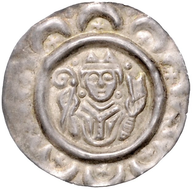 Augsburg, Bistum. 
Udalschalk von Eschenlohe 1184-1202. Brakteat, 0,80 g, Bü. m...