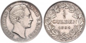 Bayern. 
Maximilian II. 1848-1864. 1/2 Gulden 1859. Jaeger&nbsp;81, AKS&nbsp;152. . 

gutes vz
