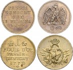 Brandenburg/-Preußen. 
Lots. Zwei Passiergewichte (Messing): zu 1 Louis d'or 1772 bzw. 1 Friedrichs d'or 1821 (dieses mit Eichzeichen G1 u. G2), Oldi...